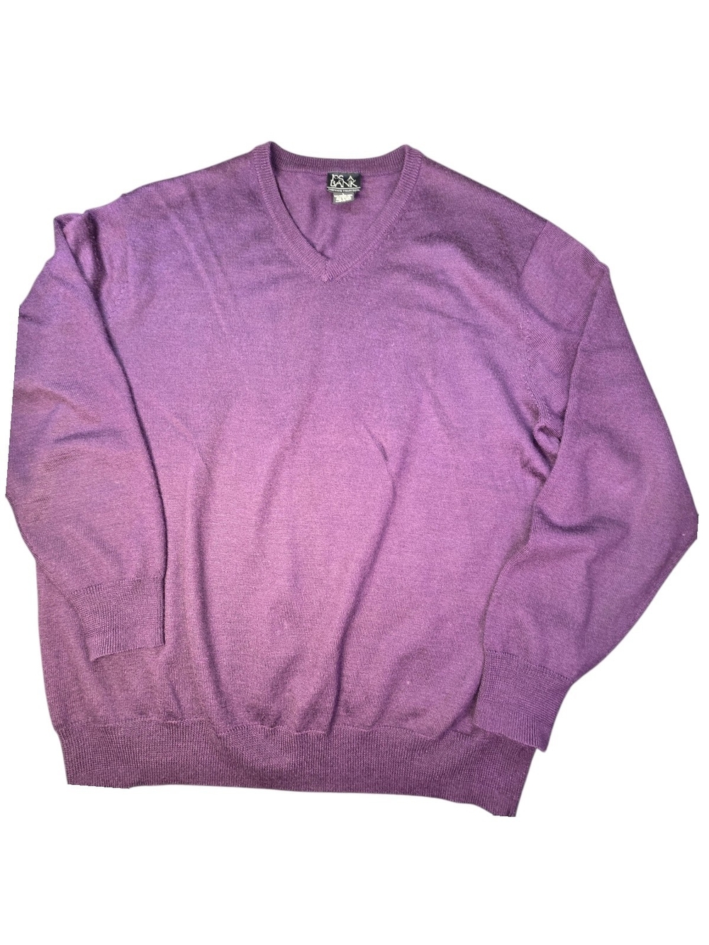 Jos. A. Bank Executive Collection Purple Merino Wool Blend V-Neck Sweater Size L